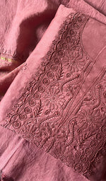 Load image into Gallery viewer, Amisha Women's Lakhnavi Handcrafted Chanderi Silk Chikankari Full Suit Material- HONC0253716