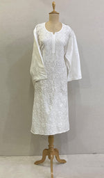 将图像加载到图库查看器中, Sabiya Women's Lakhnavi Handcrafted Chanderi Silk Chikankari Unstitched Kurti Fabric - HONC0222896