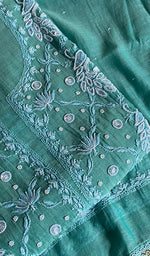 将图像加载到图库查看器中, Shirin Women's Lakhnavi Handcrafted Mul Chanderi Semi - Stitched Kurta And Dupatta Set - HONC0239058