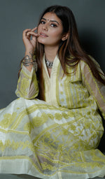 将图像加载到图库查看器中, Gul Women's Lakhnavi Handcrafted Organza Chikankari Anarkali Dress- HONC040028