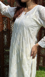 Load image into Gallery viewer, Ansara Women's Lucknowi Handcrafted Cotton Chikankari Kurti - HONC0221393