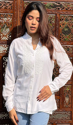 Load image into Gallery viewer, Women's Lakhnavi Handcrafted Modal Cotton Chikankari Top - HONC0248923