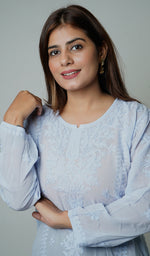 Load image into Gallery viewer, Women's Lucknowi Handcrafted Viscose Georgette Chikankari Top - HONC0133200