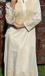 Load image into Gallery viewer, Women's Lucknowi Handcrafted Cotton Chikankari Kurti - HONC0219431