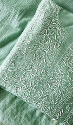 Load image into Gallery viewer, Amisha Women's Lucknowi Handcrafted Chanderi Silk Chikankari Full Suit Material - HONC0253709