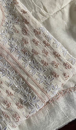 Load image into Gallery viewer, Saziya Women's Lakhnavi Handcrafted Mul Chanderi Semi - Stitched Kurta And Dupatta Set - HONC0230869