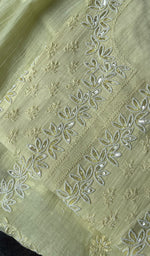 Load image into Gallery viewer, Saziya Women's Lakhnavi Handcrafted Mul Chanderi Semi - Stitched Kurta And Dupatta Set - HONC0237912