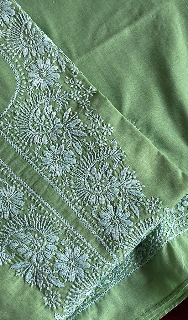 Cotton Green Women's Lakhnavi Handcrafted Cotton Chikankari Semi
