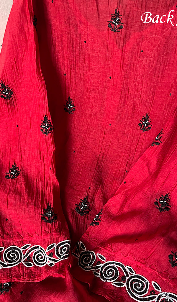 Aaliyah Women's Lakhnavi Handcrafted Mul Chanderi Semi - Stitched Kurta And Dupatta Set - HONC0260918