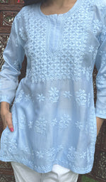 Load image into Gallery viewer, Hania Women's Lakhnavi Handcrafted Chanderi Silk Chikankari Top - HONC0237451