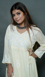 Load image into Gallery viewer, Neha Women's Lucknowi Handcrafted Modal Cotton Chikankari Angrakha Dress - HONC0102858