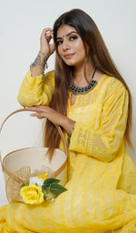 Load image into Gallery viewer, Women's Lakhnavi Handcrafted Faux-Georgette Chikankari  Anarkali Dress - HONC040036
