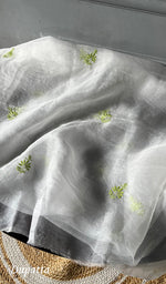 Load image into Gallery viewer, Women's Lakhnavi Handcrafted Pure Organza Chikankari Unstitched Kurta And Dupatta Set- HONC0310181