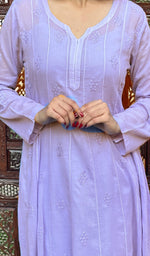Load image into Gallery viewer, Purple Cotton Chikankari Anarkali Dress
