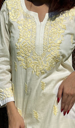 Load image into Gallery viewer, Women's Lucknowi Handcrafted Cotton Chikankari Kurti - HONC0232251