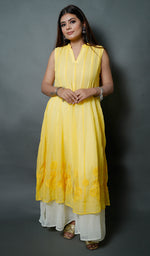 Load image into Gallery viewer, sabia Women's Lakhnavi Handcrafted Faux-Georgette Chikankari Dress - HONC0137232