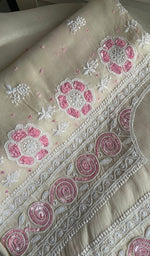 将图像加载到图库查看器中, Women's Lakhnavi Handcrafted Pure Organza Chikankari Unstitched Kurta And Dupatta Set- HONC0249214