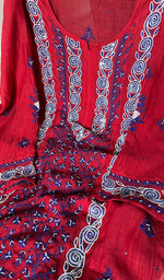 Load image into Gallery viewer, Aaliyah Women's Lakhnavi Handcrafted Mul Chanderi Semi - Stitched Kurta And Dupatta Set - HONC0260914