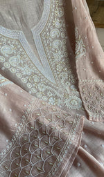 Load image into Gallery viewer, Women's Lakhnavi Handcrafted Mul Chanderi Semi - Stitched Kurta And Dupatta Set - HONC0231527