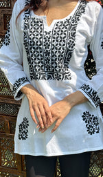 Load image into Gallery viewer, Women's Lakhnavi Handcrafted Cotton Chikankari Top - HONC0193094