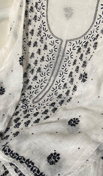 Load image into Gallery viewer, Saziya Women's Lakhnavi Handcrafted Mul Chanderi Semi - Stitched Kurta And Dupatta Set - HONC0237916