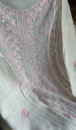 将图像加载到图库查看器中, Saziya Women's Lakhnavi Handcrafted Mul Chanderi Semi - Stitched Kurta And Dupatta Set -  HONC0224771