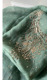 将图像加载到图库查看器中, Marifa Women's Lakhnavi Handcrafted Pure Organza Chikankari Unstitched Kurta And Dupatta Set- HONC0299978