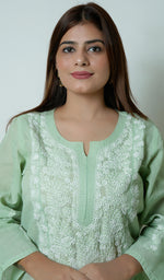 Load image into Gallery viewer, Naira Women's Lucknowi Handcrafted Cotton Chikankari Kurti - HONC0164271