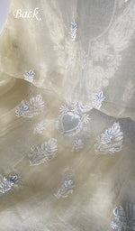 Load image into Gallery viewer, Women's Lakhnavi Handcrafted Pure Organza Chikankari Unstitched Kurta And Dupatta Set- HONC0304479