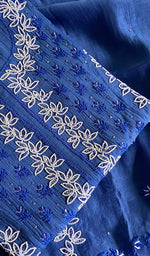 Load image into Gallery viewer, Saziya Women's Lakhnavi Handcrafted Mul Chanderi Semi - Stitched Kurta And Dupatta Set - HONC0243858