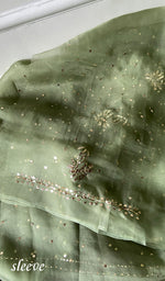 将图像加载到图库查看器中, Marifa Women's Lakhnavi Handcrafted Pure Organza Chikankari Unstitched Kurta And Dupatta Set- HONC0304083