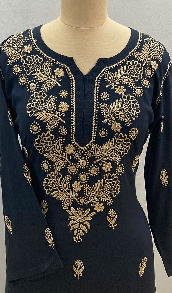 Haniya Women's Lucknowi Handcrafted Modal Cotton Chikankari Kurti - HONC0108070