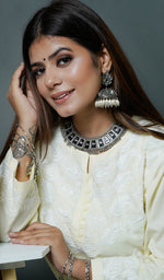 将图像加载到图库查看器中, Women's Lucknowi Handcrafted Mul Cotton Chikankari Kurti - HONC0107661