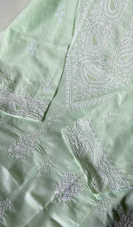 Load image into Gallery viewer, Women's Lakhnavi Handcrafted Pure Cotton Semi - Stitched Kurta And Dupatta Set - HONC0210110