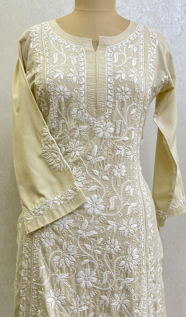 Women's Lucknowi Handcrafted Kota Chanderi Chikankari Kurta And Dupatta Set - HONC0314064 main image 1
