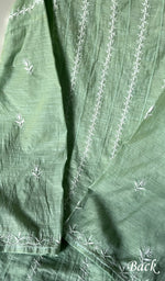 将图像加载到图库查看器中, Women's Lakhnavi Handcrafted Linen Cotton Semi -Stitched Anarkali And Dupatta Set - HONC0246487