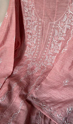 将图像加载到图库查看器中, Women's Lakhnavi Handcrafted Linen Cotton Semi -Stitched Anarkali And Dupatta Set - HONC0246476