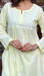 Load image into Gallery viewer, Falak Women's Lucknowi Handcrafted Cotton Chikankari Kurti - HONC0220643