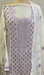 Load image into Gallery viewer, Saziya Women's Lakhnavi Handcrafted Mul Chanderi Semi - Stitched Kurta And Dupatta Set - HONC0222862