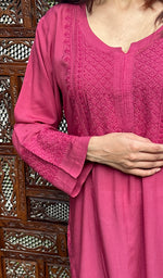 Load image into Gallery viewer, Rooh Women's Lucknowi Handcrafted Modal Cotton Chikankari Kurti - HONC0236887