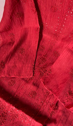 Load image into Gallery viewer, Women's Lakhnavi Handcrafted Mul Chanderi Chikankari Semi - Stitched Kurti Fabric - HONC0243902