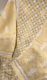 Load image into Gallery viewer, Women's Lakhnavi Handcrafted Cotton Chikankari Semi - Stitched Kurti Fabric - HONC0244110
