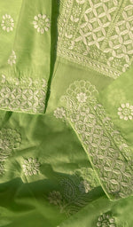Load image into Gallery viewer, Cotton Green Women's Lakhnavi Handcrafted Cotton Chikankari Semi