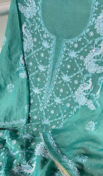 将图像加载到图库查看器中, Shirin Women's Lakhnavi Handcrafted Mul Chanderi Semi - Stitched Kurta And Dupatta Set - HONC0239058