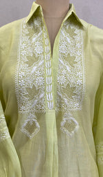 将图像加载到图库查看器中, Fiza Women's Lakhnavi Handcrafted Chanderi Silk Semi- Stitched Chikankari Top - HONC0220207