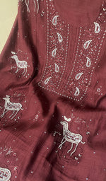 Load image into Gallery viewer, Maheen Women's Lakhnavi Handcrafted Mul Chanderi Semi - Stitched Kurta And Dupatta Set - HONC0214851