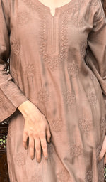 Load image into Gallery viewer, Women's Lucknowi Handcrafted Muslin Chikankari Kurti - HONC0225704