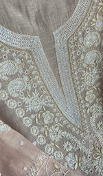 Load image into Gallery viewer, Women's Lakhnavi Handcrafted Mul Chanderi Semi - Stitched Kurta And Dupatta Set - HONC0231527