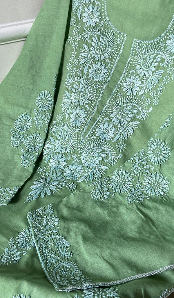 Cotton Green Women's Lakhnavi Handcrafted Cotton Chikankari Semi