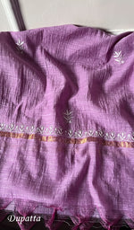 将图像加载到图库查看器中, Women's Lakhnavi Handcrafted Linen Cotton Semi -Stitched Anarkali And Dupatta Set - HONC0246481